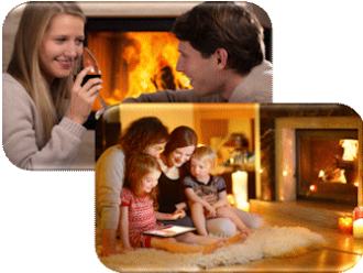 Family by log burner